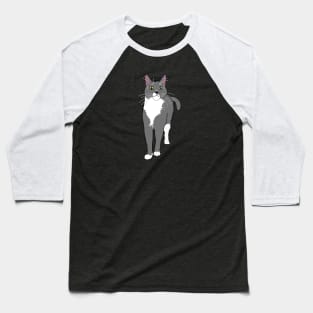 Gray and White Tuxedo Cat Baseball T-Shirt